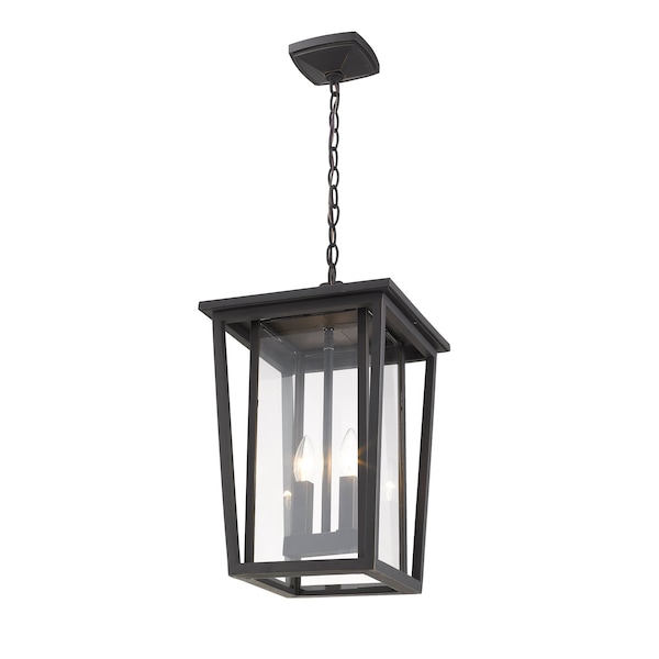 Seoul 2 Light Outdoor Chain Mount Ceiling Fixture, Oil Rubbed Bronze & Clear